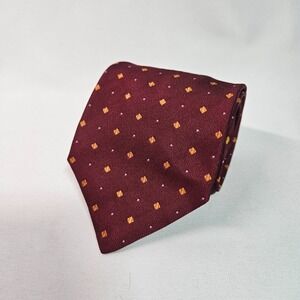 NH 1888 100% Silk Made in Italy Men Tie‎ Geometric Red 3.5" x 59"